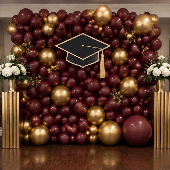 Decoration Maroon and gold wall